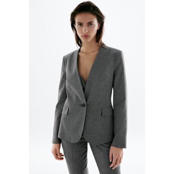 ZARA TAILORED HOUNDSTOOTH BLAZER - Picture 1 of 9